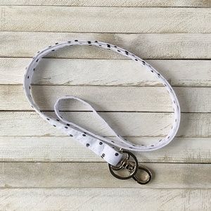 White with Black Polka Dots Lanyard